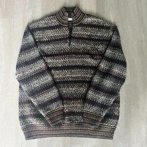 VTG Belvedere Mens Alpaca Wool 1/4 Zip Sweater Sz L Eclectic Grandpa Countryside